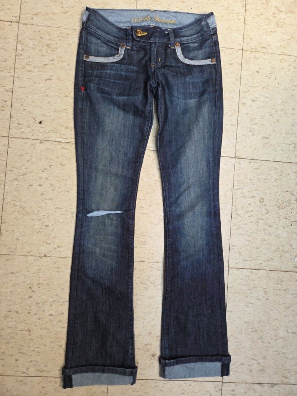 GUESS Premium Womens Jeans Blue Slim Bootcut Stone Wash W23 L33